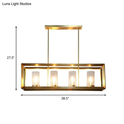 Decorbites colonial gold island ceiling light with brass rectangular pendant and clear glass candle bulbs 220v-240v 110v-120v