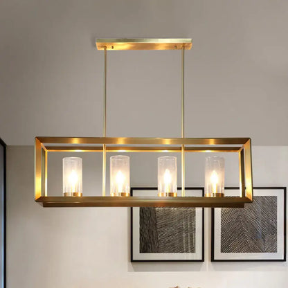 Decorbites™ colonial gold brass rectangular island ceiling light with clear glass candle-style bulbs 220v-240v 110v-120v