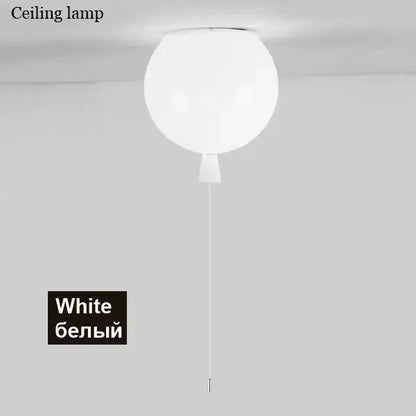 White spherical ceiling light with minimalist design and thin pull cord for decorbites colorful balloon ceiling