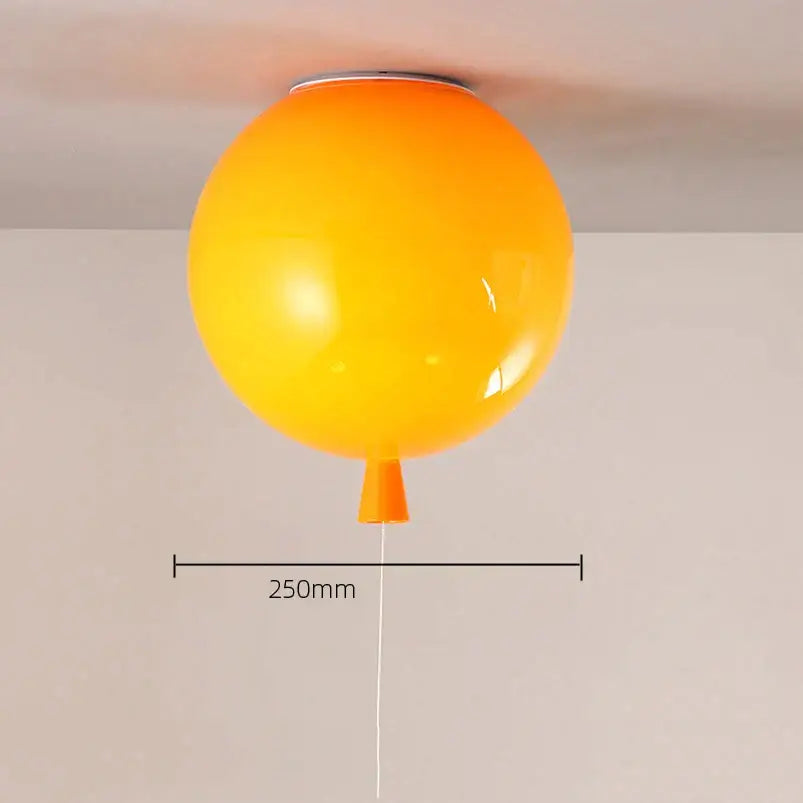 Vibrant orange colorful balloon ceiling light with glossy finish and metallic base for bedroom and nursery decorbites ceiling light