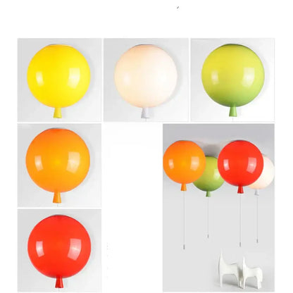 Colorful balloon ceiling sconce lamps in glossy yellow orange red and green for vibrant bedroom decor lighting