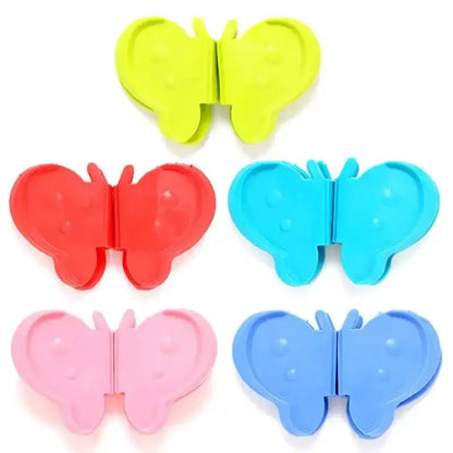 Colorful butterfly silicone insulation plate clamps in lime green red light blue and pink for kitchen use decorbites butterfly silicone