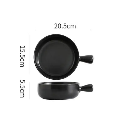 Black ceramic single handle ramekin with smooth glossy finish perfect for decorbites ceramic single salad bowl use