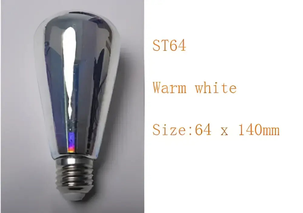 A sleek chrome st64 led bulb with warm white glow in colorful fireworks 3d glass sphere table lamp for decorbites