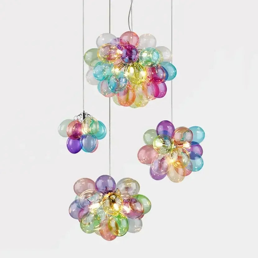 Colorful glass bubble chandelier pendant light with vibrant glass balloons designed for living room decorbites pendant light