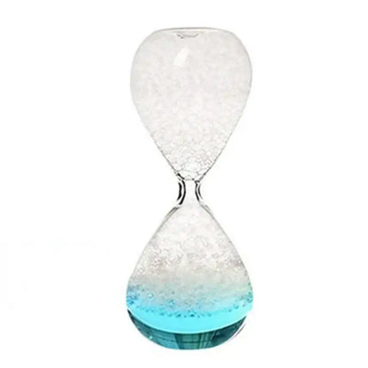 Heart-shaped glass decorbites bubble dream hourglass with white sand and blue liquid for kids bedroom decor