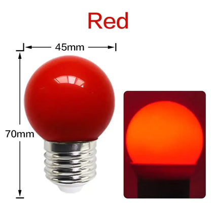 Red spherical led light bulb with metallic screw base from decorbites colorful led string light 10 pack for bedroom decor
