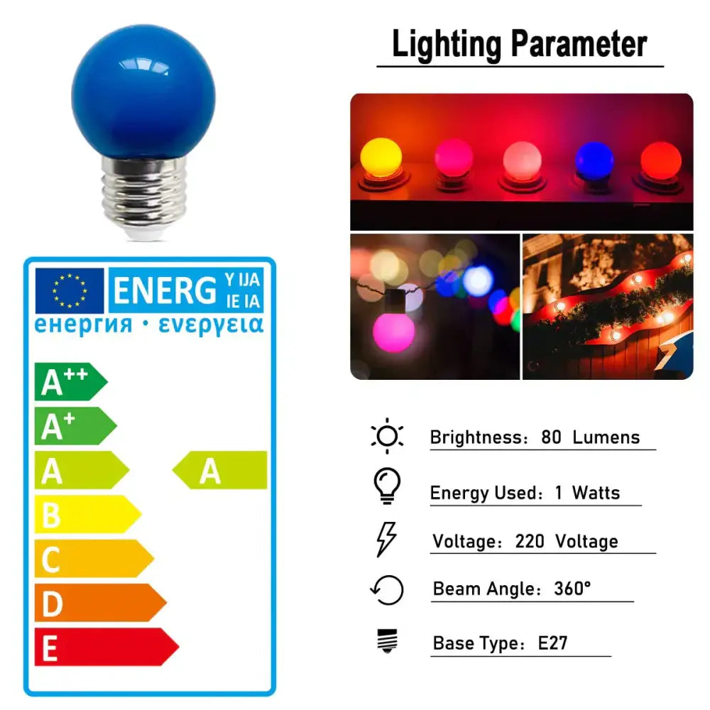 A vibrant blue shatterproof globe bulb with metallic e27 base for decorbites colorful led string lights bedroom use