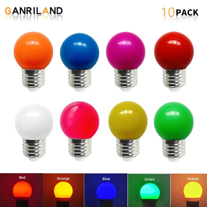 A vibrant 10-pack of decorbites colorful led string light shatterproof globe bulbs with metallic screw bases for bedroom decor