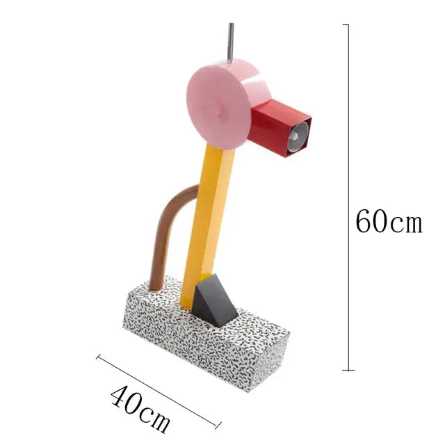 A colorful nordic kids treetop led floor lamp with a yellow pencil-shaped body and red rectangular head for bedroom decorbites kids treetop
