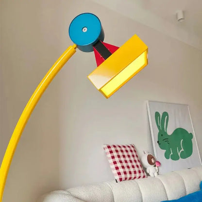 Colorful nordic decorbites kids treetop led floor lamp set with vibrant yellow and blue geometric design and red accent