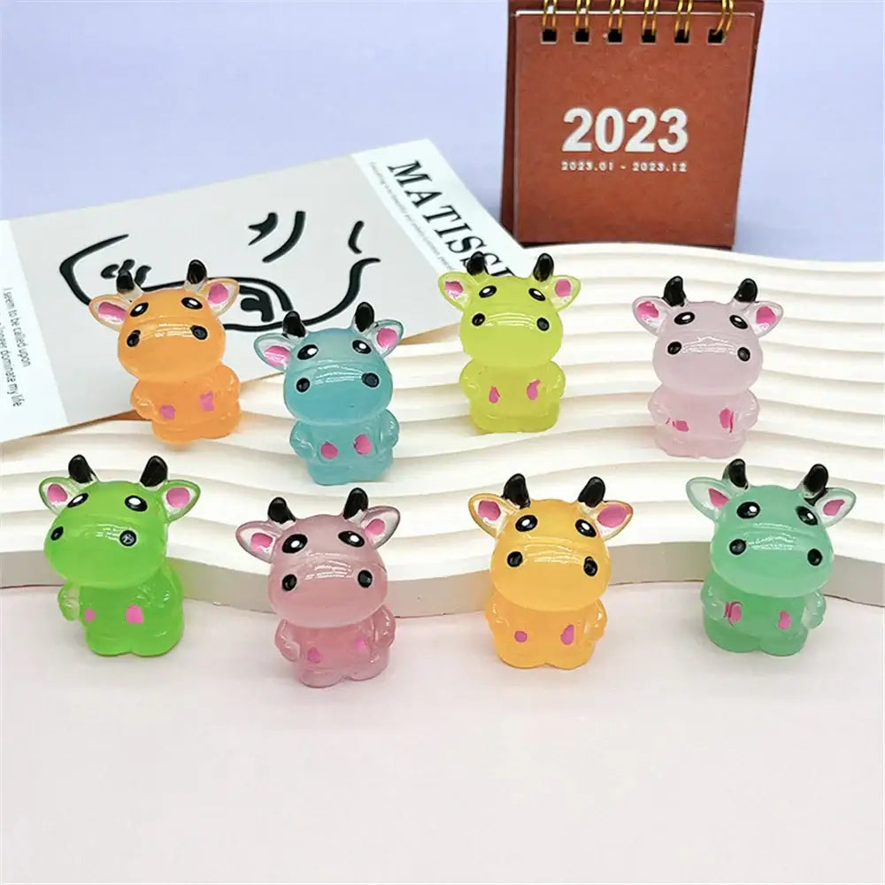 A set of colorful translucent micro rabbit figurines in pastel shades for bedroom decor ornament