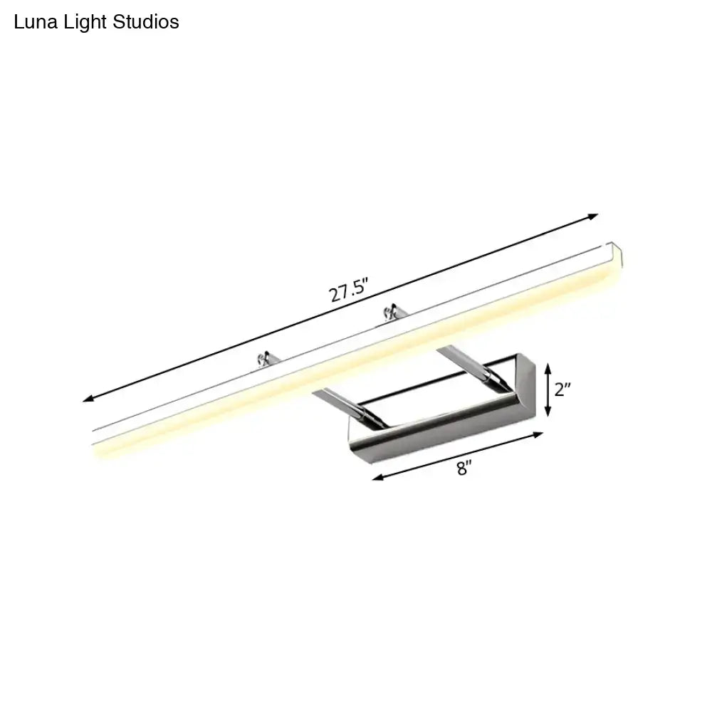 Contemporary acrylic chrome wall sconce 27.5-inch led vanity light with polished chrome finish and warm white illumination