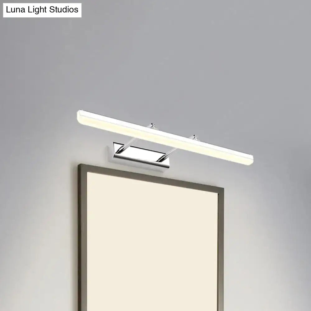 Contemporary acrylic chrome wall sconce with modern chrome finish and soft white led mirror light for bathroom vanity
