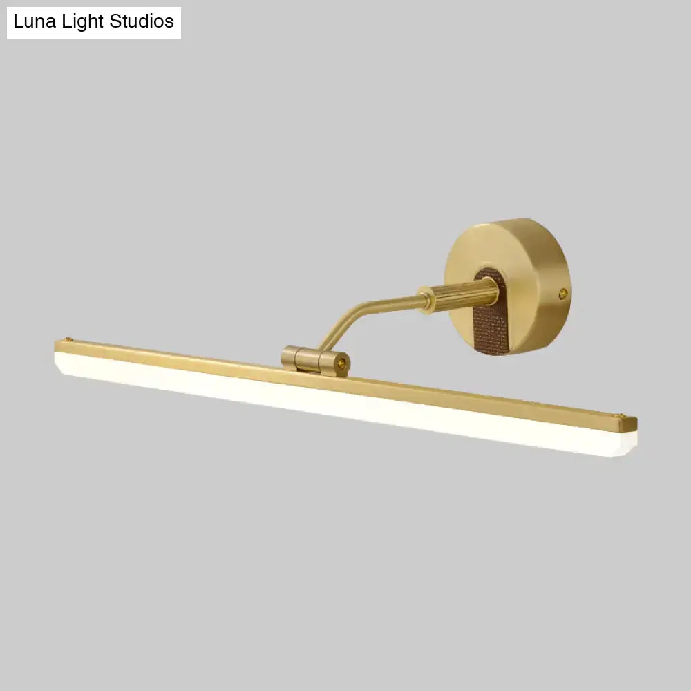 Contemporary black brass vanity bar light with gold-finished wall-mounted LED rectangular illuminated bar