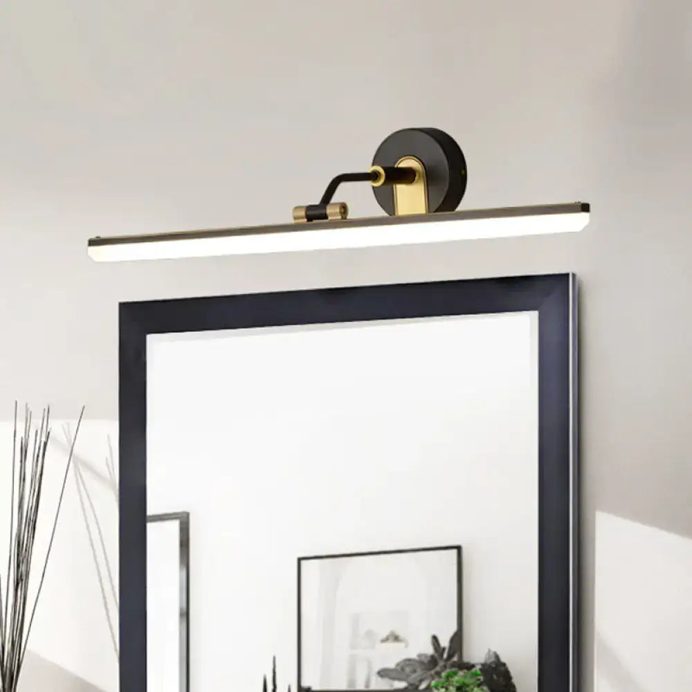 Contemporary black brass vanity bar light wall fixture with sleek minimalist design for bathroom use