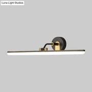 Contemporary black brass vanity bar light with a sleek minimalist design for bathroom wall fixture