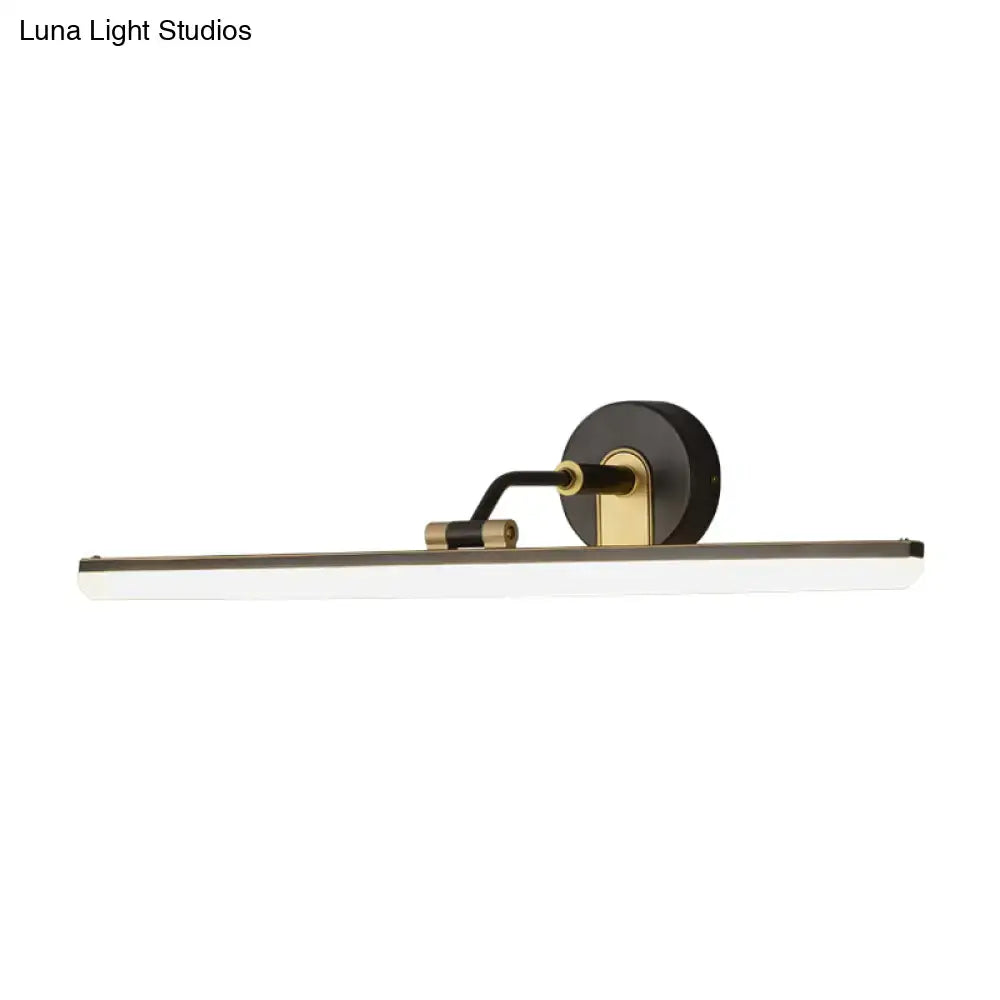 Contemporary black brass vanity bar light with a sleek rectangular led panel wall-mounted for bathroom use