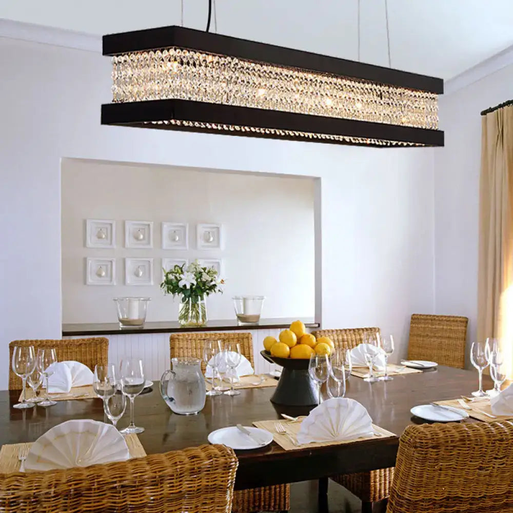 DecorBites™ contemporary black gold rectangular island pendant lighting with crystal accents for elegant pendant lighting