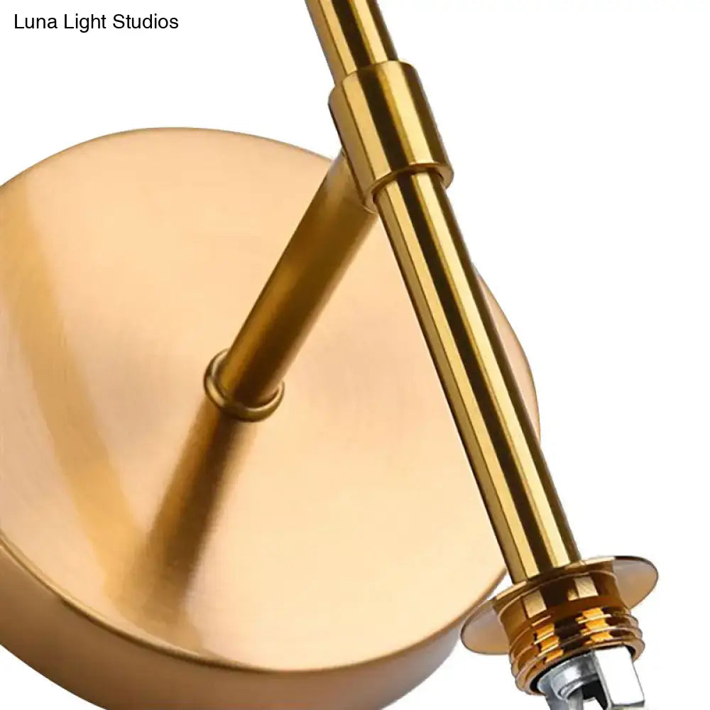 Contemporary black and gold dual ball wall lamp in gold-finished brass with adjustable arm modern inch fixture