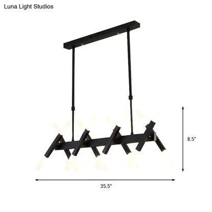 Black modern industrial island pendant light with geometric cross iron shade and matte finish for living room gold island pendant