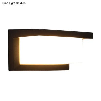 Contemporary black rectangular led wall lamp with warm glowing light for courtyard flush mount sconce lighting