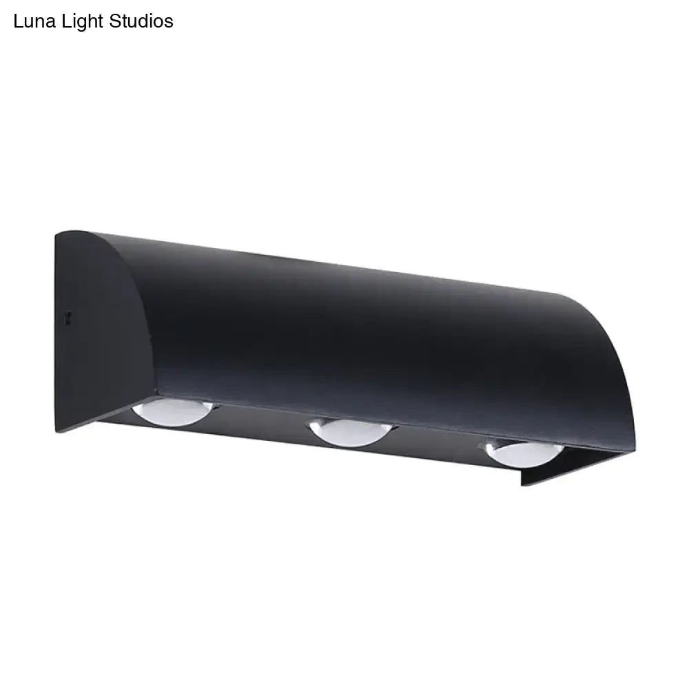 Contemporary black metal shade flush mount wall sconce with three circular led bulbs for living room lighting