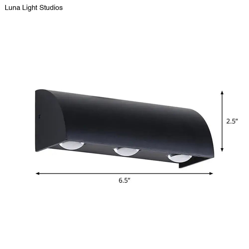 Contemporary black metal shade flush mount wall sconce with three integrated led bulbs for living room lighting