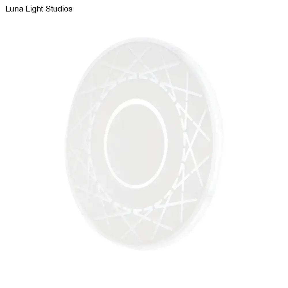Contemporary black white living room wall lamp with white oval frosted glass ceiling light and etched geometric patterns