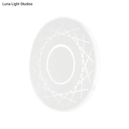 Contemporary black white living room wall lamp with white oval frosted glass ceiling light and etched geometric patterns