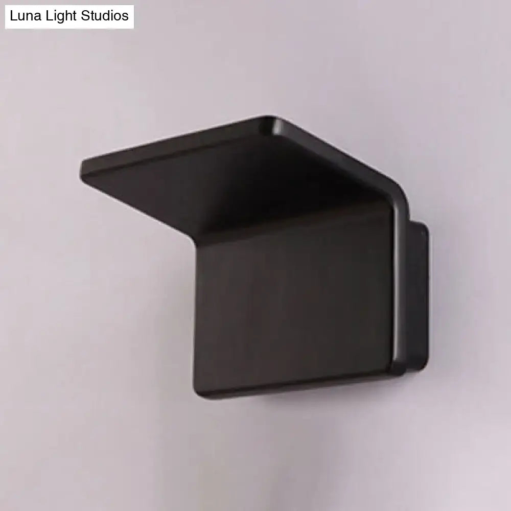 Contemporary black and white slatted led wall lamp with matte black finish and minimalist wall-mounted shelf design
