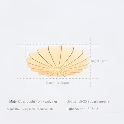 Beige shell-shaped contemporary cream petal led ceiling light made of wrought iron and polymer for indoor use