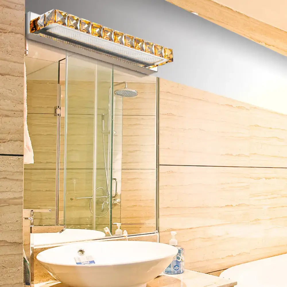 Contemporary crystal gold wall sconce bathroom light with warm white led and crystal-like gold-accented frame