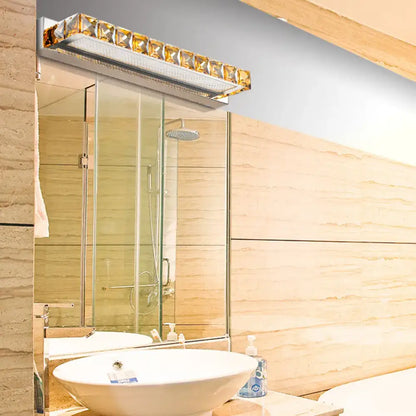 Contemporary crystal gold wall sconce bathroom light with warm white led and crystal-like gold-accented frame