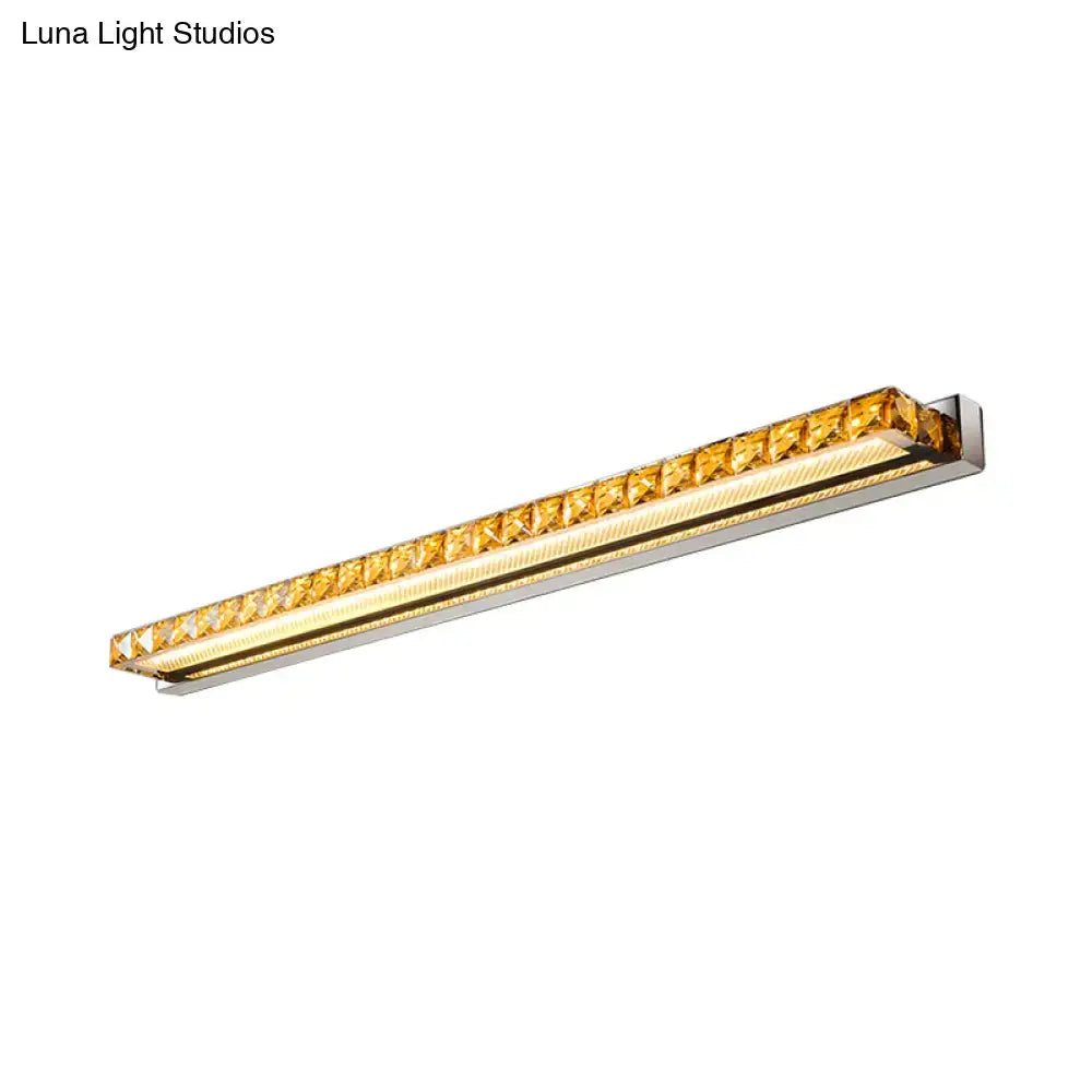 Contemporary crystal gold wall sconce with warm white led light and sleek chrome finish for modern bathroom decor