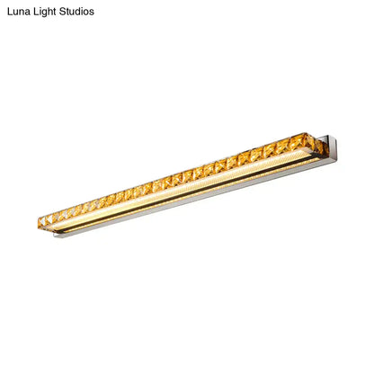 Contemporary crystal gold wall sconce with warm white led light and sleek chrome finish for modern bathroom decor