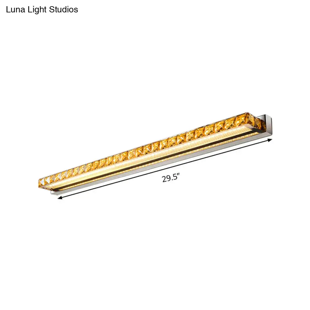 Contemporary crystal gold wall sconce bathroom light with warm white led and polished chrome frame with amber crystals