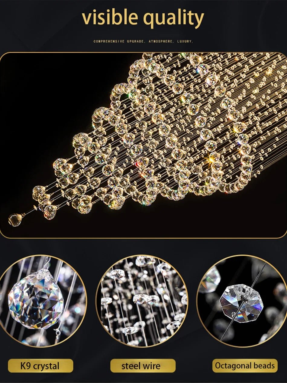 Contemporary Crystal Ring Pendant Light for Staircase - Decorbites