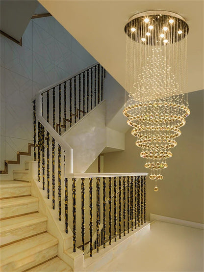 Contemporary Crystal Ring Pendant Light for Staircase - Decorbites