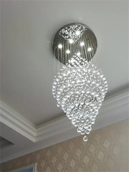 Contemporary Crystal Ring Pendant Light for Staircase - Decorbites
