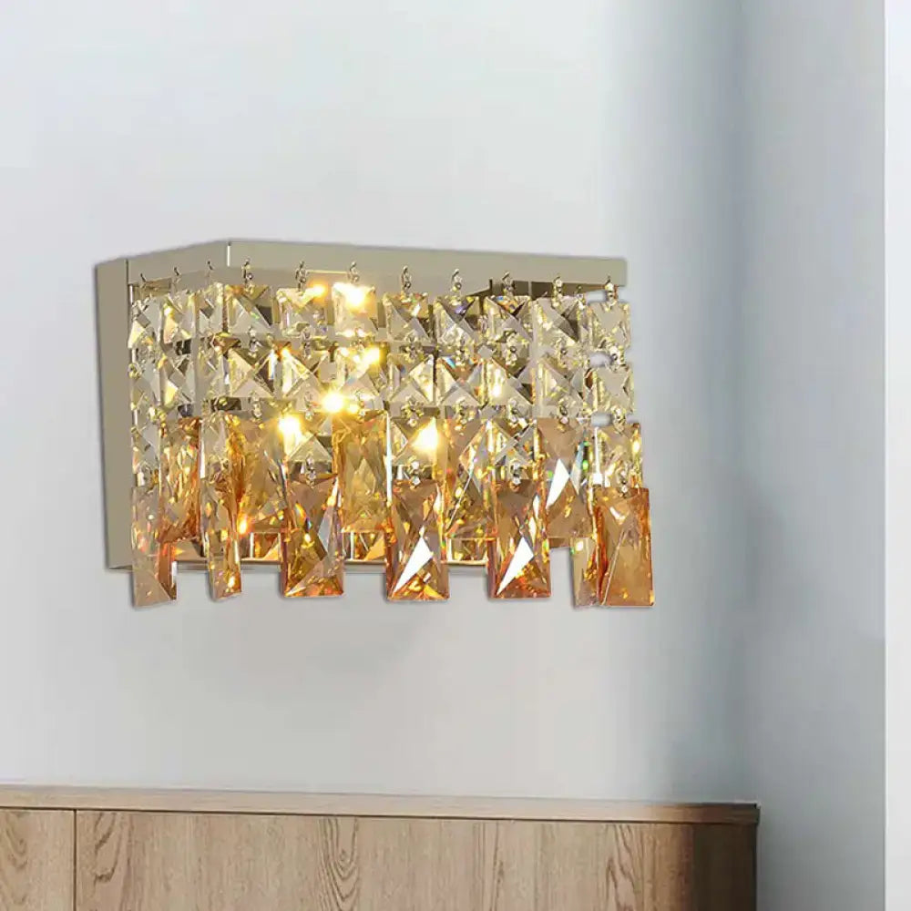 Contemporary gold amber led wall lamp with faceted crystal sconce for 220v-240v 110v-120v corridor lighting