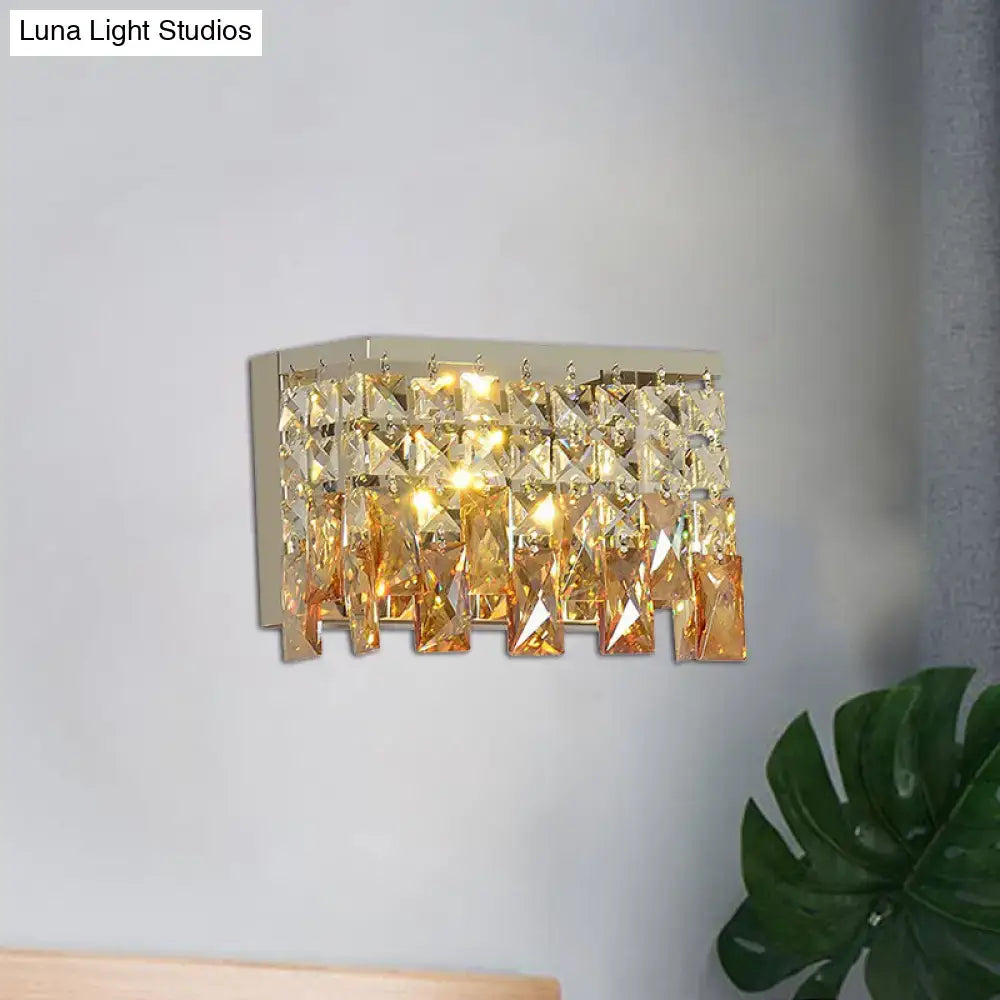 Contemporary gold amber led wall lamp with faceted crystal cascade design suitable for 220v-240v 110v-120v use