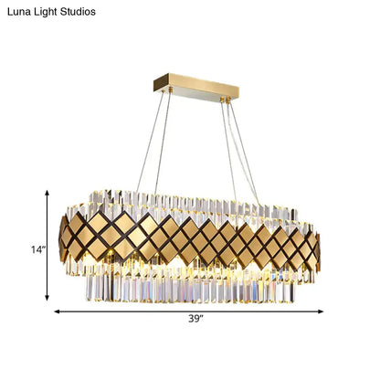 Decorbites™ contemporary gold pendant light with clear crystal geometric lattice frame for dining room illumination