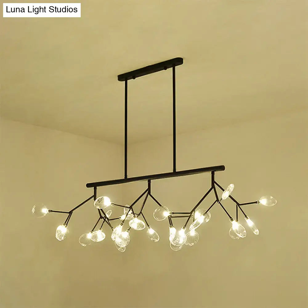 Decorbites™ contemporary 27-light gold black branching island ceiling lamp with clear glass globe bulbs for dining room