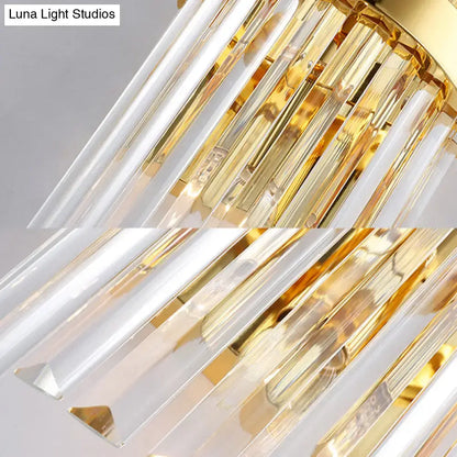 Contemporary gold crystal cylinder design wall lamp with clear and amber glass prisms suitable for 110v-120v and 220v-240v