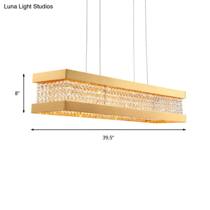 DecorBites™ gold-toned rectangular crystal LED island light with bulb base for living room 220v-240v 110v-120v use
