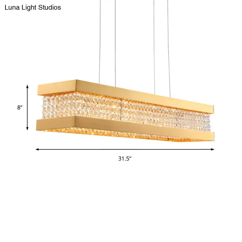Gold rectangular chandelier with crystal accents modern design 220v-240v 110v-120v bulb base for living room ceiling