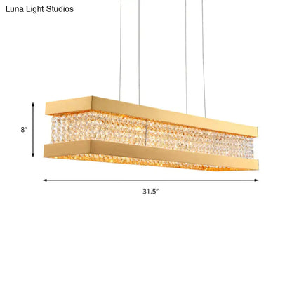 Gold rectangular chandelier with crystal accents modern design 220v-240v 110v-120v bulb base for living room ceiling