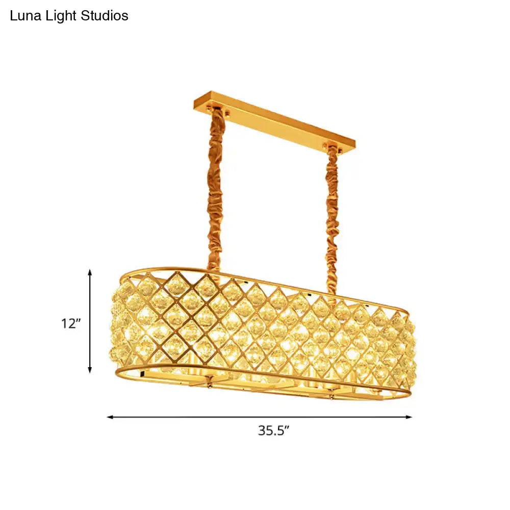 Contemporary gold crystal oval suspension lamp with twisted rope chains suitable for 220v-240v and led lighting