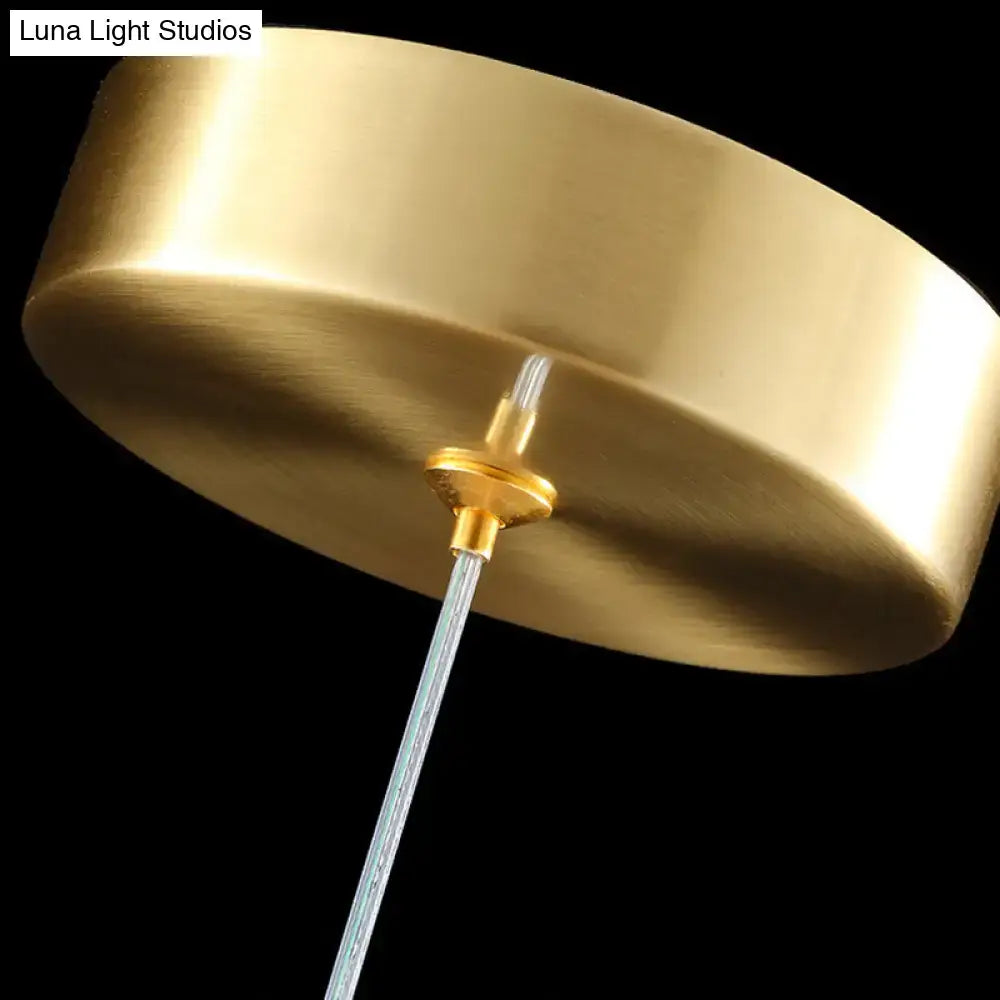 Decorbites™ crystal stone-shape pendant light fixture in gold with sleek brushed metal and brass-colored mounting